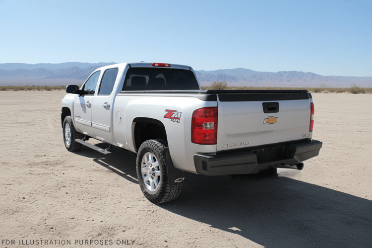 Fully equipped 2014 Chevy Silverado 2500HD Complete Protection Kit showcasing Steelcraft protection and AMP Research power steps