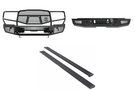 2019 Chevy Silverado 2500HD Complete Protection Kit with tough Ranch Hand bumpers and sleek AMP Research power steps