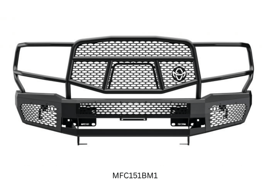 2019 Chevy Silverado 2500HD Complete Protection Kit with tough Ranch Hand bumpers and sleek AMP Research power steps