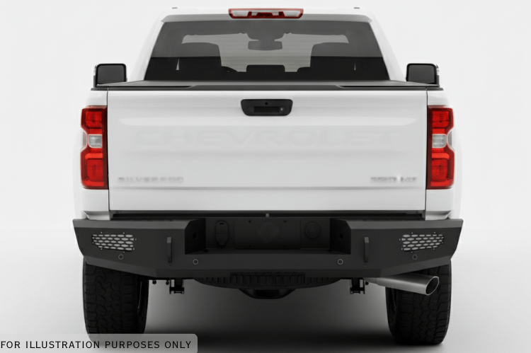 2019 Chevy Silverado 2500HD Complete Protection Kit with tough Ranch Hand bumpers and sleek AMP Research power steps