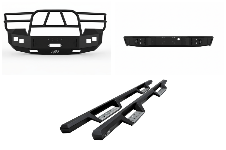 2007 GMC Sierra 2500HD Complete Protection Kit with tough Hammerhead bumpers and stylish Westin Automotive steps