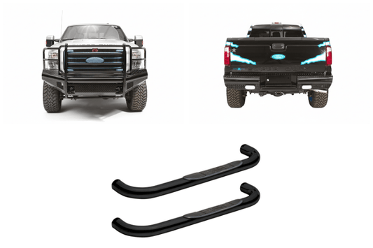 Rugged 2007 Ford F250 Super Duty armored with Fab Fours bumpers and Westin steps, built for any terrain