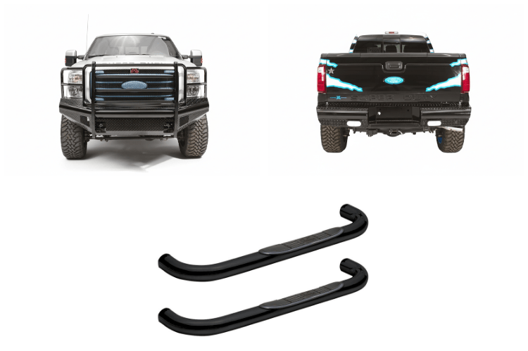 Rugged 2007 Ford F250 Super Duty armored with Fab Fours bumpers and Westin steps, built for any terrain