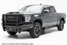 Upgraded 2023 GMC Sierra 2500HD featuring tough Fab Fours bumpers and sleek AMP Research steps