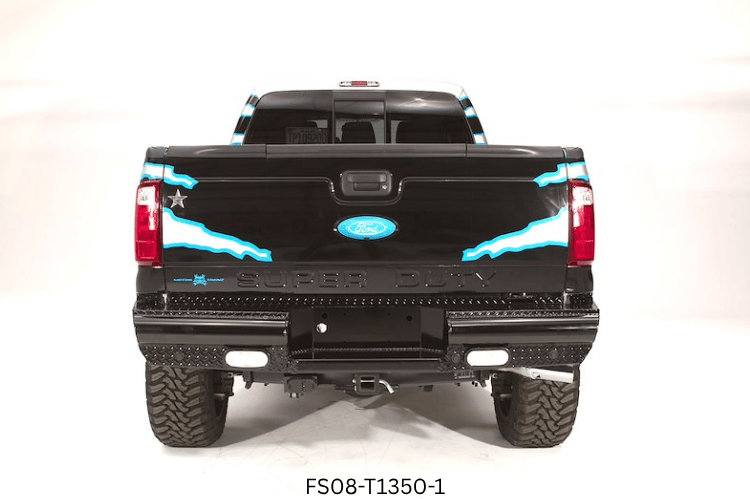 2016 F250 Super Duty outfitted with Fab Fours bumpers and Aries steps, giving the truck a tough, battle-ready look