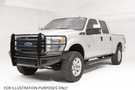 2016 F250 Super Duty outfitted with Fab Fours bumpers and Aries steps, giving the truck a tough, battle-ready look