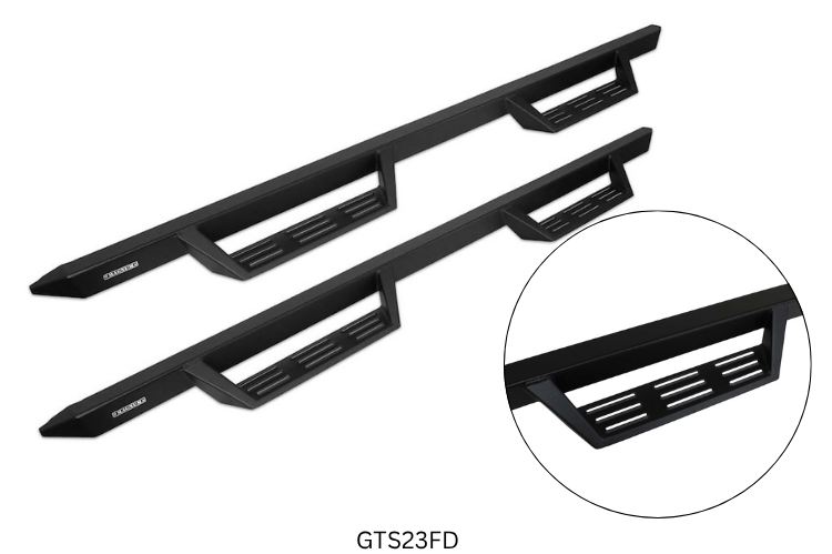 Bold 2022 Ford F250 equipped with Ranch Hand bumpers and Raptor Series steps for off-road and work-ready performance