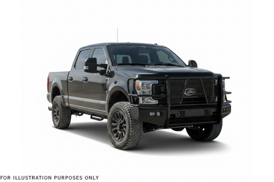 Bold 2022 Ford F250 equipped with Ranch Hand bumpers and Raptor Series steps for off-road and work-ready performance