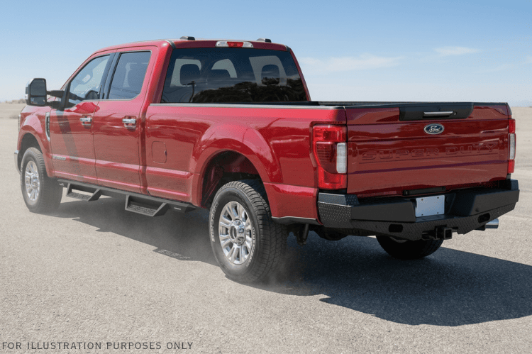 Bold 2022 Ford F250 equipped with Ranch Hand bumpers and Raptor Series steps for off-road and work-ready performance