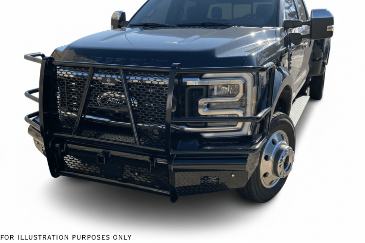 Work-ready 2023 Ford F250 Super Duty complete protection kit with Ranch Hand bumpers and Aries steps upgrade