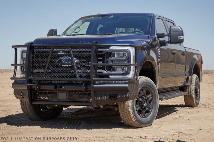 Work-ready 2023 Ford F250 Super Duty complete protection kit with Ranch Hand bumpers and Aries steps upgrade