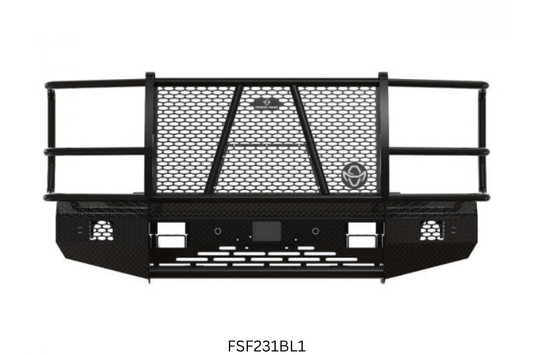 2024 Ford F250 truck equipped with Ranch Hand steel bumpers and Aries steps for strong, reliable performance