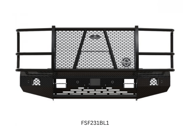 2024 Ford F250 truck equipped with Ranch Hand steel bumpers and Aries steps for strong, reliable performance