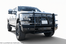2024 Ford F250 truck equipped with Ranch Hand steel bumpers and Aries steps for strong, reliable performance