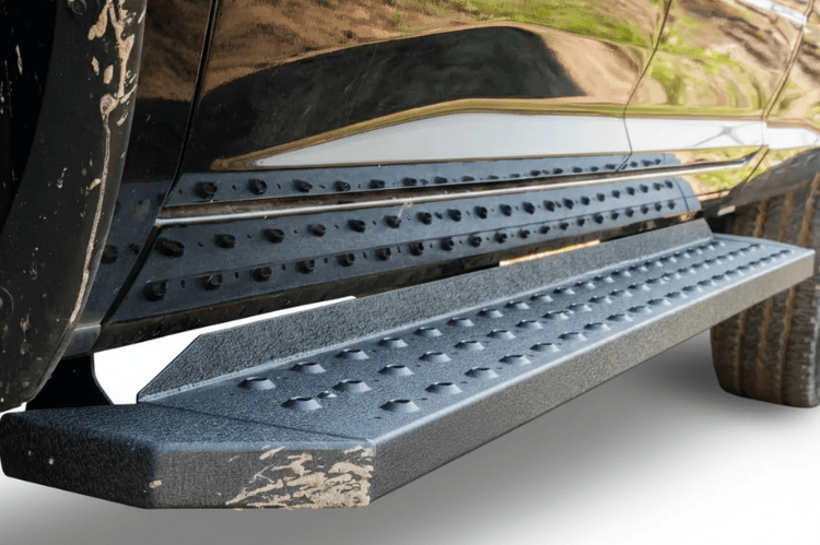 2024 Ford F250 truck equipped with Ranch Hand steel bumpers and Aries steps for strong, reliable performance