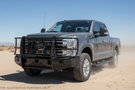 2024 Ford F250 truck equipped with Ranch Hand steel bumpers and Aries steps for strong, reliable performance