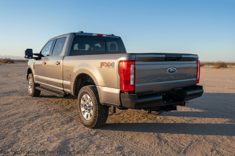 2024 Ford F250 truck equipped with Ranch Hand steel bumpers and Aries steps for strong, reliable performance