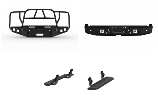 Strong and reliable 2025 Ford F250 Super Duty built with Hammerhead bumpers and Aries steps for full coverage