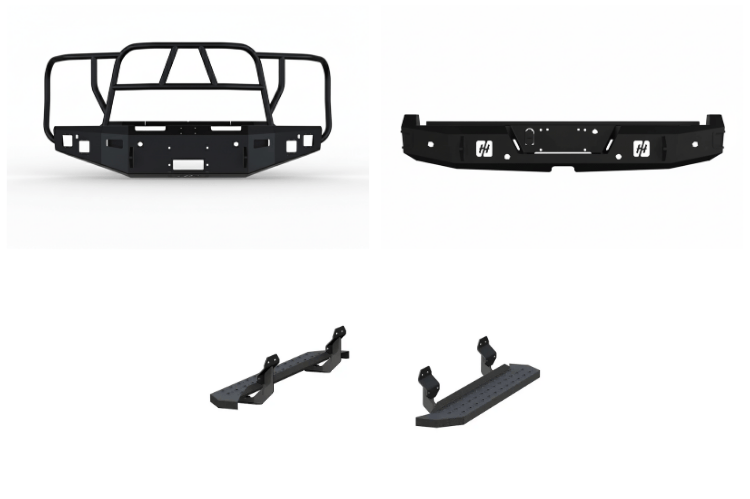 Strong and reliable 2025 Ford F250 Super Duty built with Hammerhead bumpers and Aries steps for full coverage