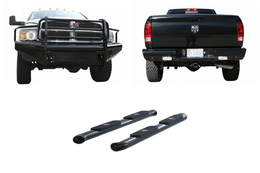 2005 Dodge Ram 2500 Complete Protection Kit featuring Fab Fours bumpers and Aries steps upgrade