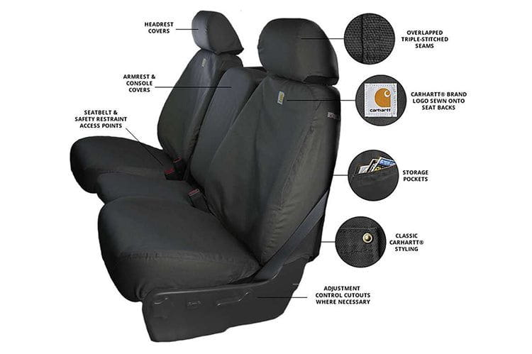 Covercraft SSC2545CAGY Dodge Ram 2500/3500 2019-2021 Carhartt SeatSaver Custom Front Seat Covers Gravel