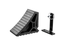 CURT Heavy Duty Wheel Chock with Mounting Bracket 22803 prevents tire movement on RVs and trailers