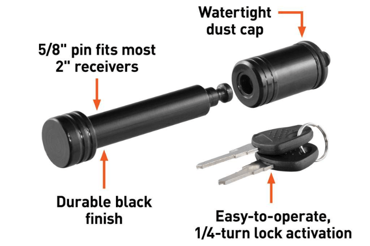 Hitch receiver lock 23518 by Curt – 5/8" heavy-duty pin for trailer hitch security
