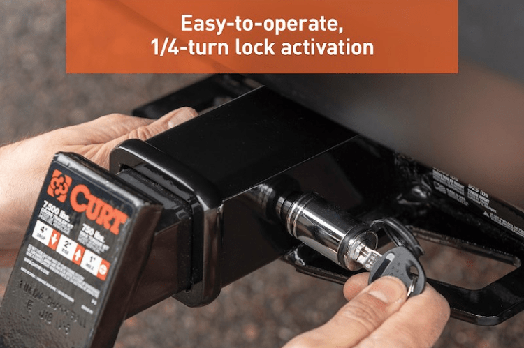 Curt Receiver Lock 23526, a durable trailer hitch lock and hitch receiver lock designed to secure your trailer and prevent theft during towing.