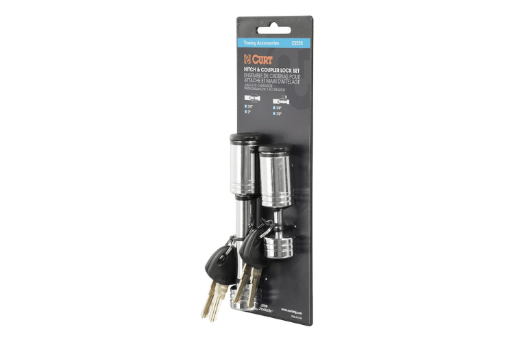Curt Receiver Lock 23526, a durable trailer hitch lock and hitch receiver lock designed to secure your trailer and prevent theft during towing.