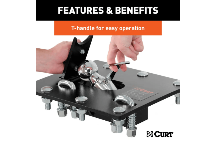 CURT folding ball gooseneck hitch 61052 for 2011-2019 Chevy Silverado 2500 and 3500 HD trucks, a durable over-bed towing solution