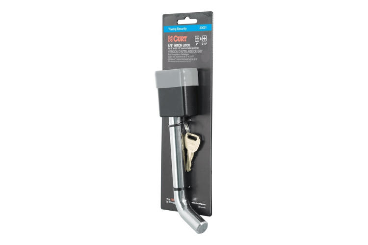 Curt Receiver Lock 23021, a durable trailer hitch lock and hitch receiver lock designed to secure your trailer and prevent theft during towing.