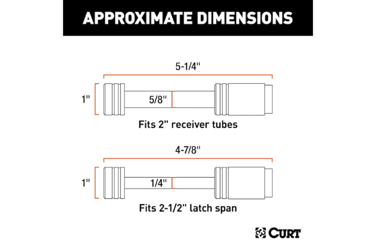 Curt Receiver Lock 23527 with 5/8-inch pin and 2-1/2-inch span, a durable trailer hitch lock and hitch receiver lock for secure towing and theft prevention.