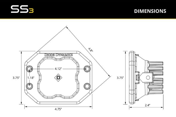 Combo driving pod light DD6942P by Diode Dynamics displays a creative look at this clean yellow pro flush mount bumper pair   
