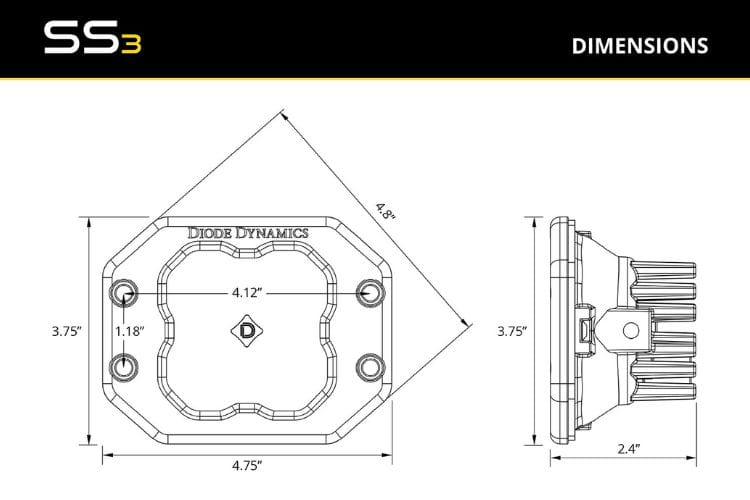 Flood pod light DD6925P by Diode Dynamics displays a creative look at the yellow sport series flush mount bumper pair here
