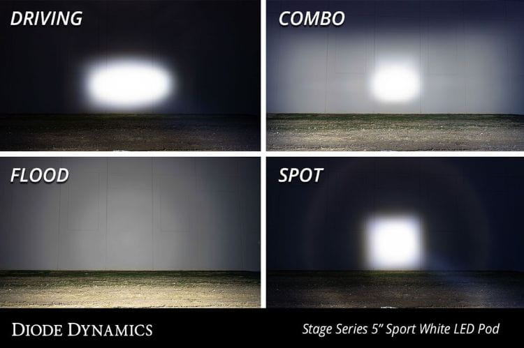 Diode Dynamics Lights SS5 White LED Pod Lights DD6769P, 5" Driving/Flood Pods Perfect for Trucks and Off Road