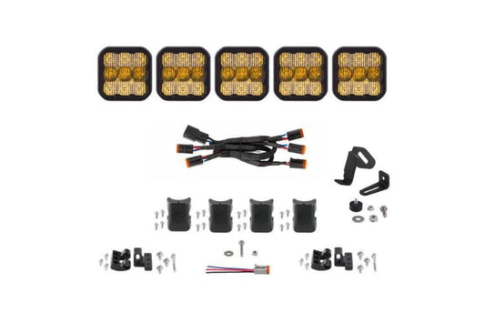 Linkable light bar DD6797 by Diode Dynamics features five yellow Sport pods in a masterful 31.5" CrossLink combo configuration