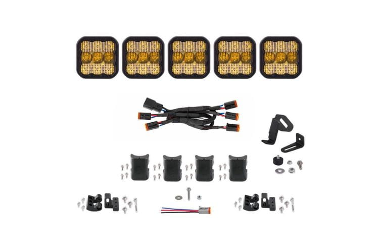 Linkable light bar DD6797 by Diode Dynamics features five yellow Sport pods in a masterful 31.5" CrossLink combo configuration