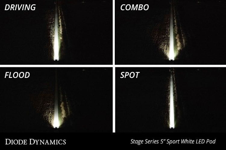 Diode Dynamics pod lights DD6777S deliver a single 5" yellow SS5 Pro spot beam for masterful nighttime off-road truck builds
