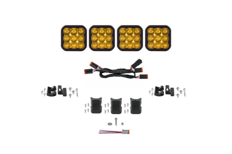 Offroad LED light bar DD7253 by Diode Dynamics features a masterful 25" yellow driving beam with four elite Pro SS5 pods