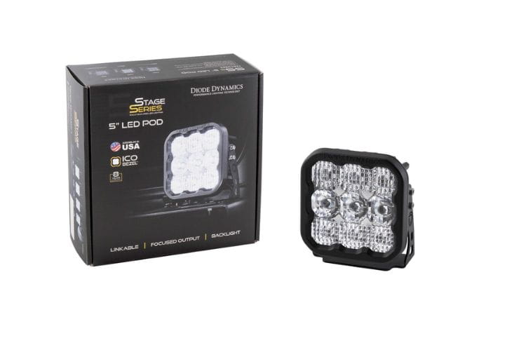 Single LED light pod DD6780S from Diode Dynamics is a compact 5" white sport driving light built for rugged terrain