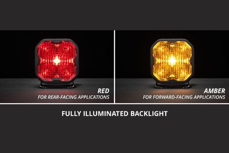Diode Dynamics SS3 flush mount DD6916P features a creative front view of a smooth white sport flood beam auxiliary pod light