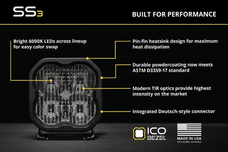 Diode Dynamics SS3 Pro flood DD6878P shows a creative, sturdy dual pod light set made to give you a wide white flood light beam
