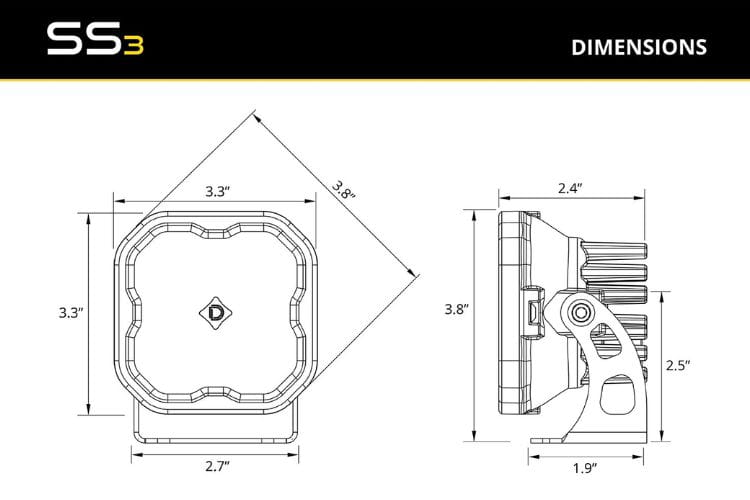 Diode Dynamics SS3 Pro flood DD6878P shows a creative, sturdy dual pod light set made to give you a wide white flood light beam