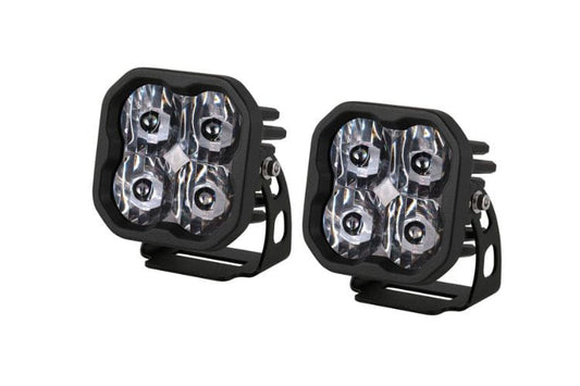 Diode Dynamics SAE driving lights DD6874P show a rugged pair of white pod light units designed for clear road visibility
