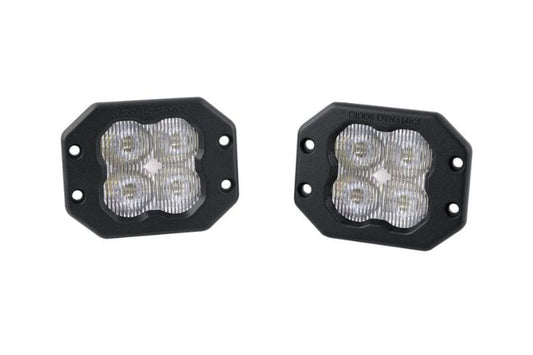 Diode Dynamics SS3 SAE fog DD6930P features a creative layout for this clean white street-legal pro flush mount pod light pair