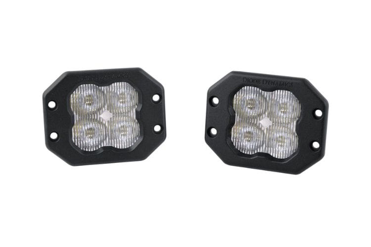 Diode Dynamics SS3 SAE fog DD6930P features a creative layout for this clean white street-legal pro flush mount pod light pair