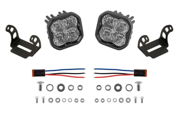 Diode Dynamics SS3 sport LED pods DD6865P yield a creative, bright driving path for this custom heavy-duty truck setup 
