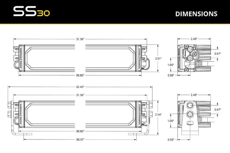 Diode Dynamics SS30 light bar DD8254 yields a creative yellow path for this sturdy Sport SAE Driving light bar mount rig