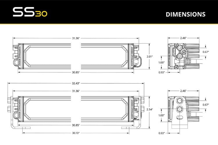 Diode Dynamics SS30 DD8261 creates a creative, focused Sport spot beam for the best LED light bar on your heavy-duty truck