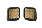Diode Dynamics SS5 Pro DD6783P driving yellow 5-inch LED pod lights pair with wide beam for enhanced night visibility use